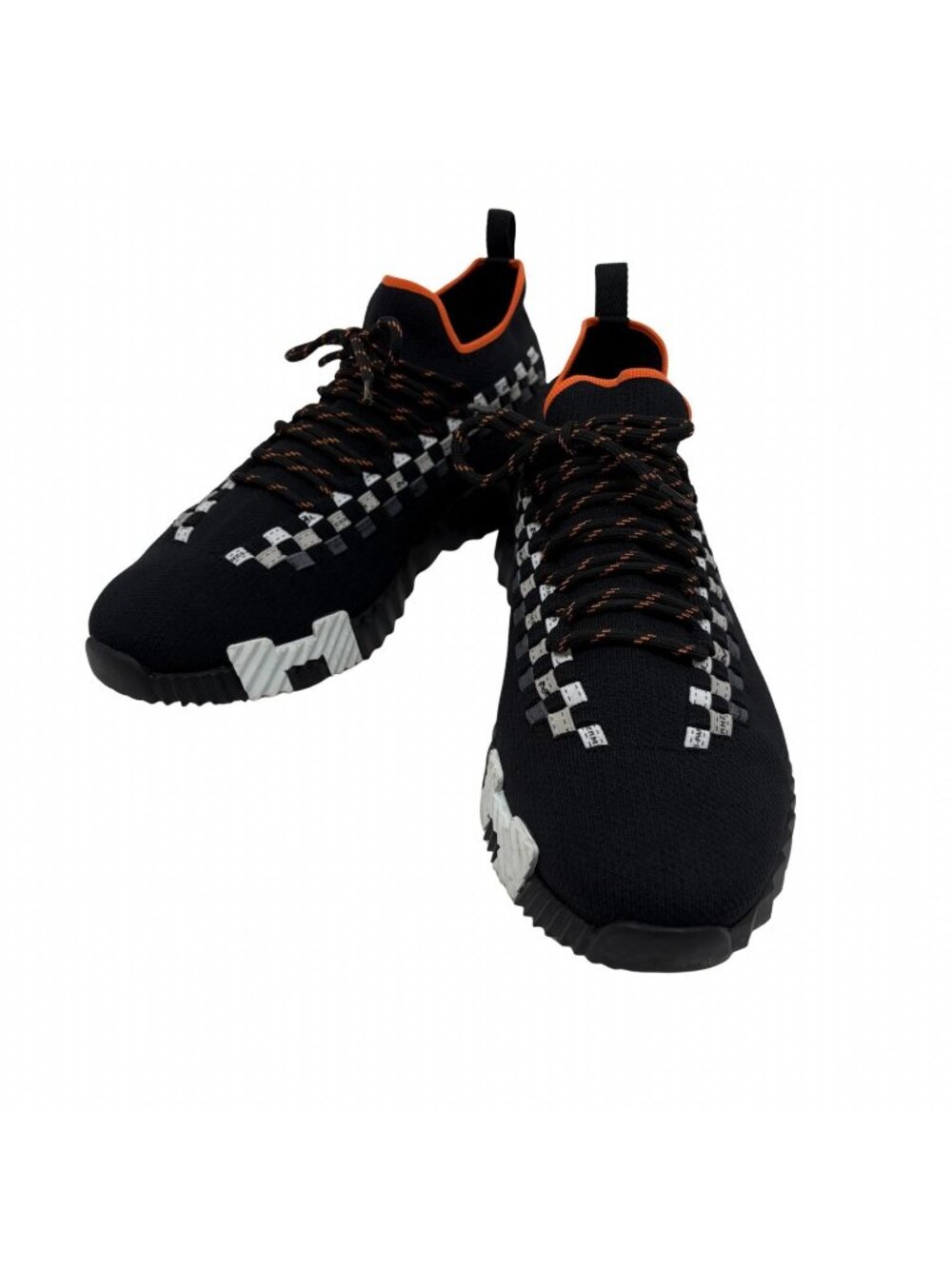 Hermes Flex Slip-On Sneakers Black Orange Fabric